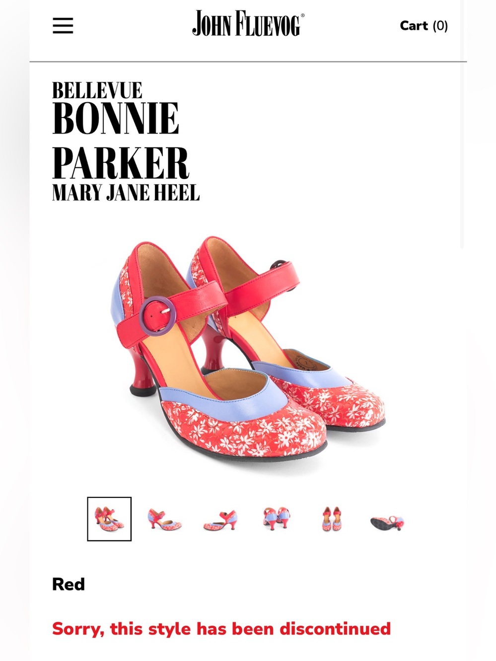 John Fluevog Bellevue ‘Bonnie Parker’ Red Floral Mary Janes